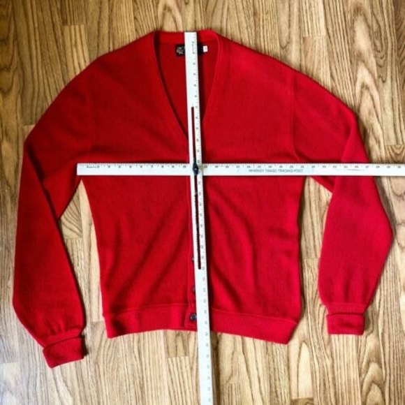 Jersild 60s Or 70S Vintage Red Acrylic Cardigan Sweater Medium Mister Rogers - Picture 3 of 12